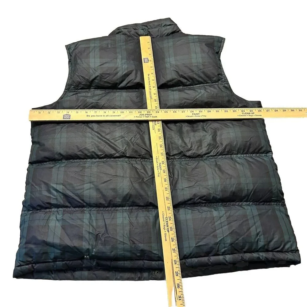 Lands End Puffer Vest Mens XL Green Navy Goose‎ Down Feathers Holiday Christmas